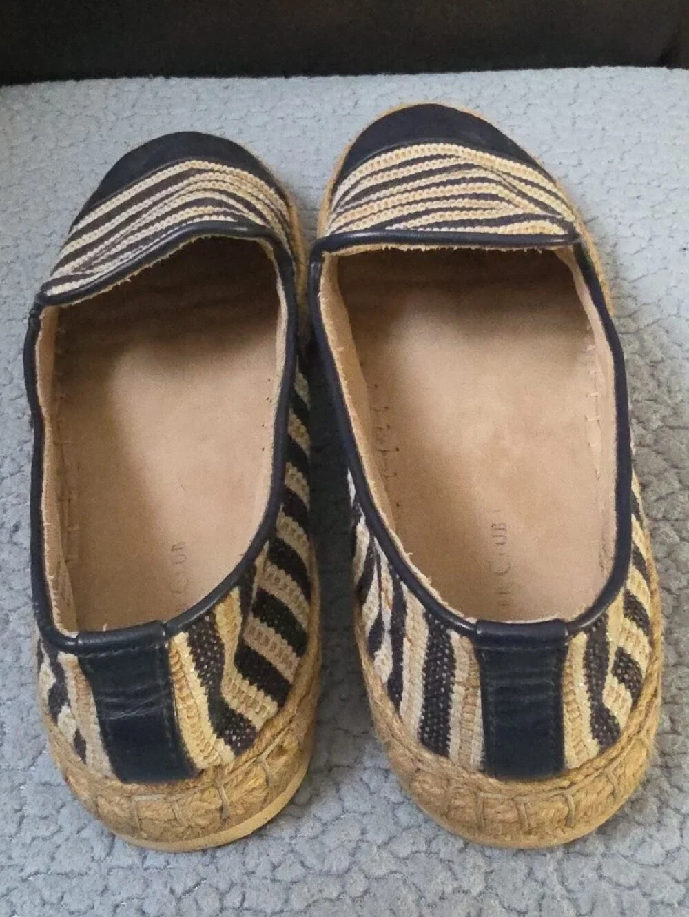 Charter Club Navy and Natural Striped Espadrille Flats